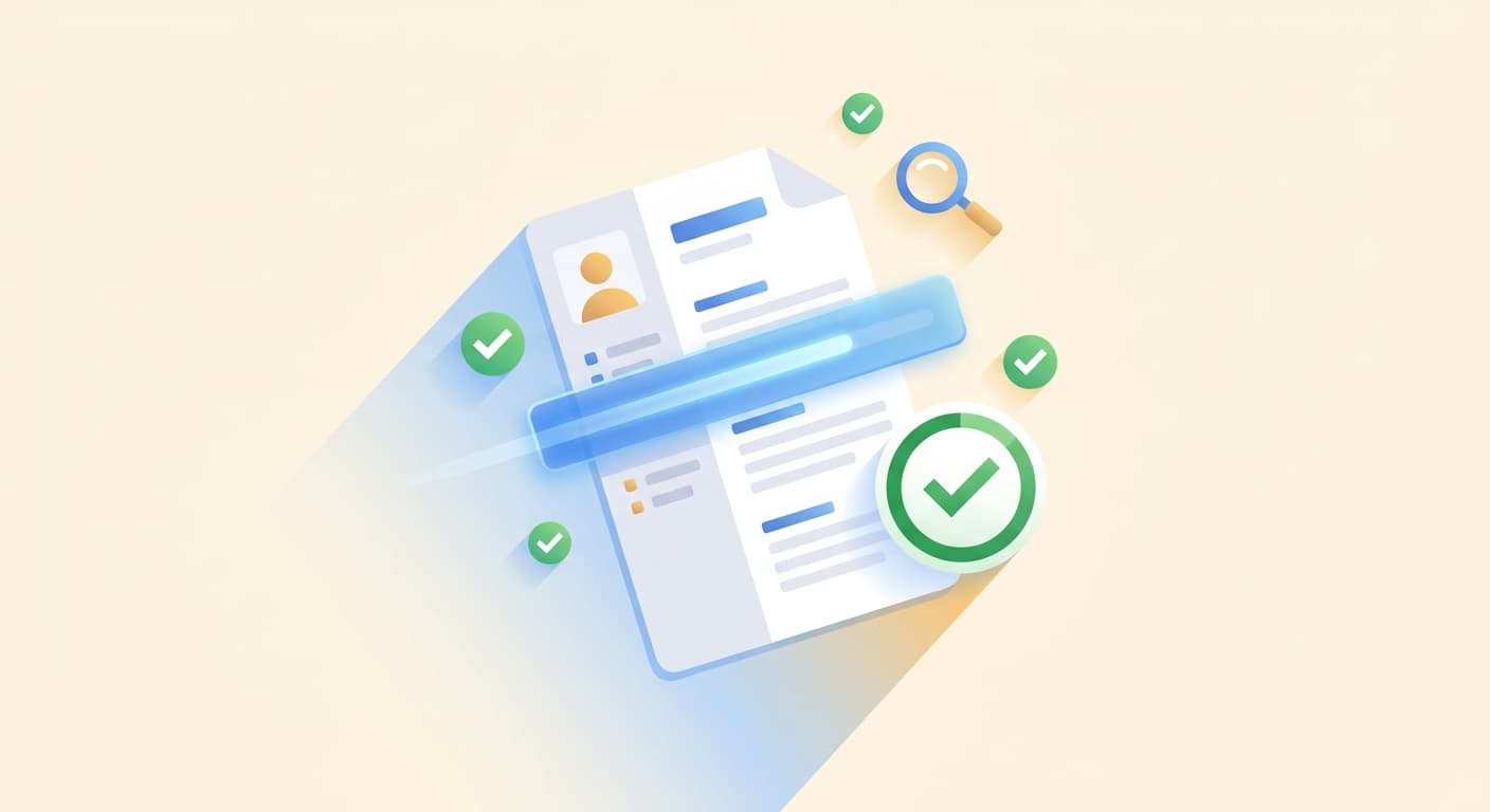 An applicant tracking system scanning a CV and scoring how readable it is