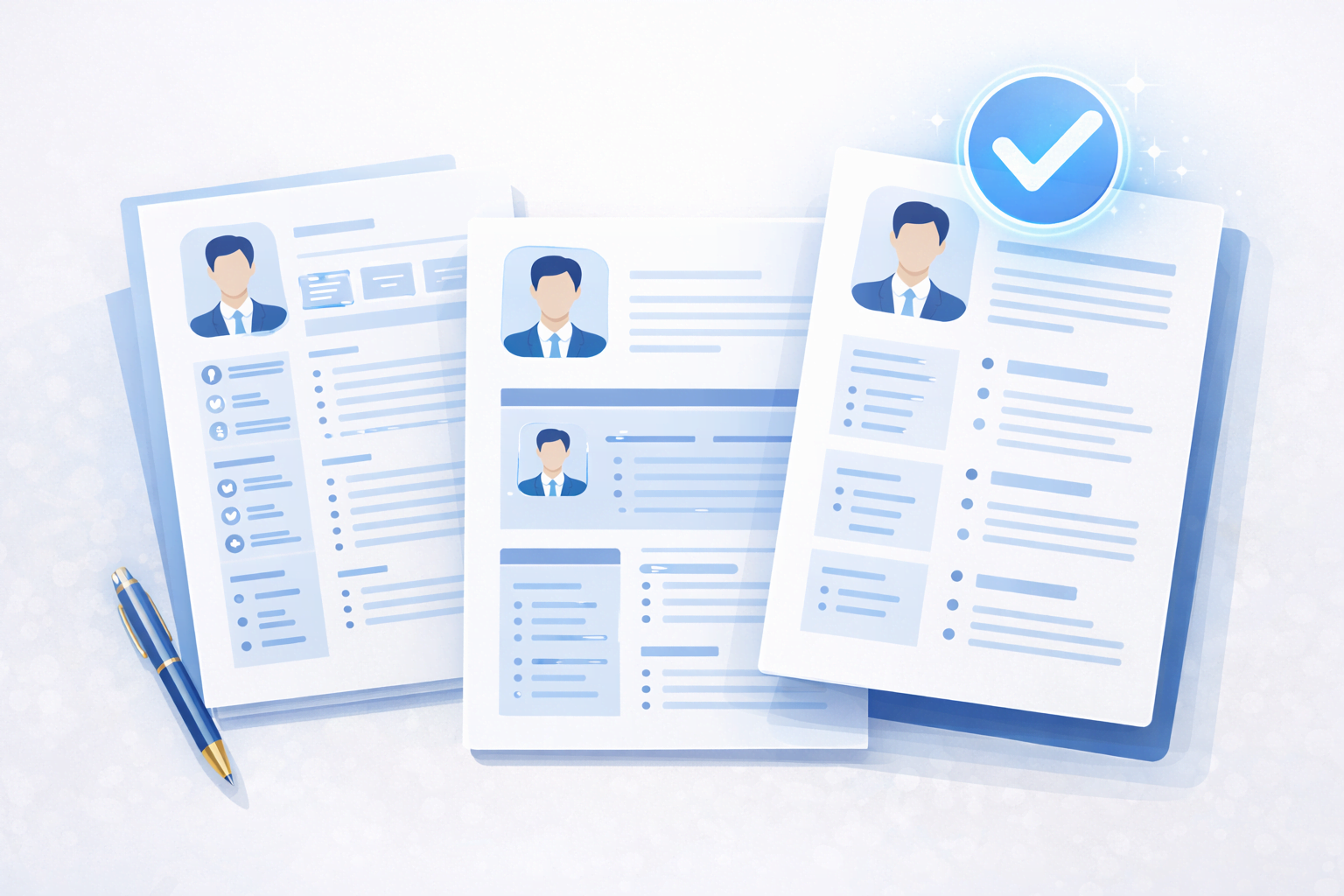 Three different resume layouts displayed side by side showing chronological, functional, and combination formats