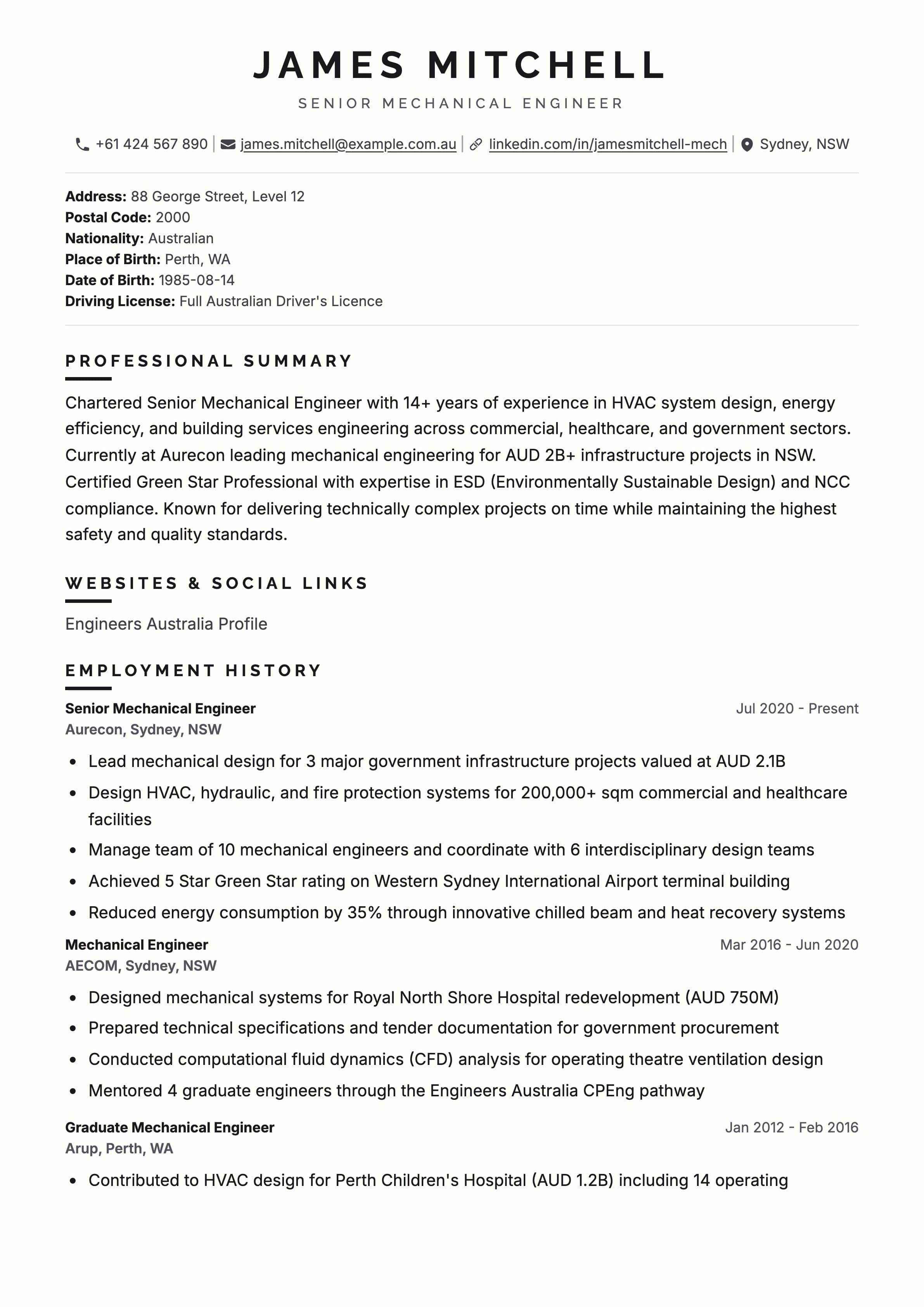 Government ATS template preview