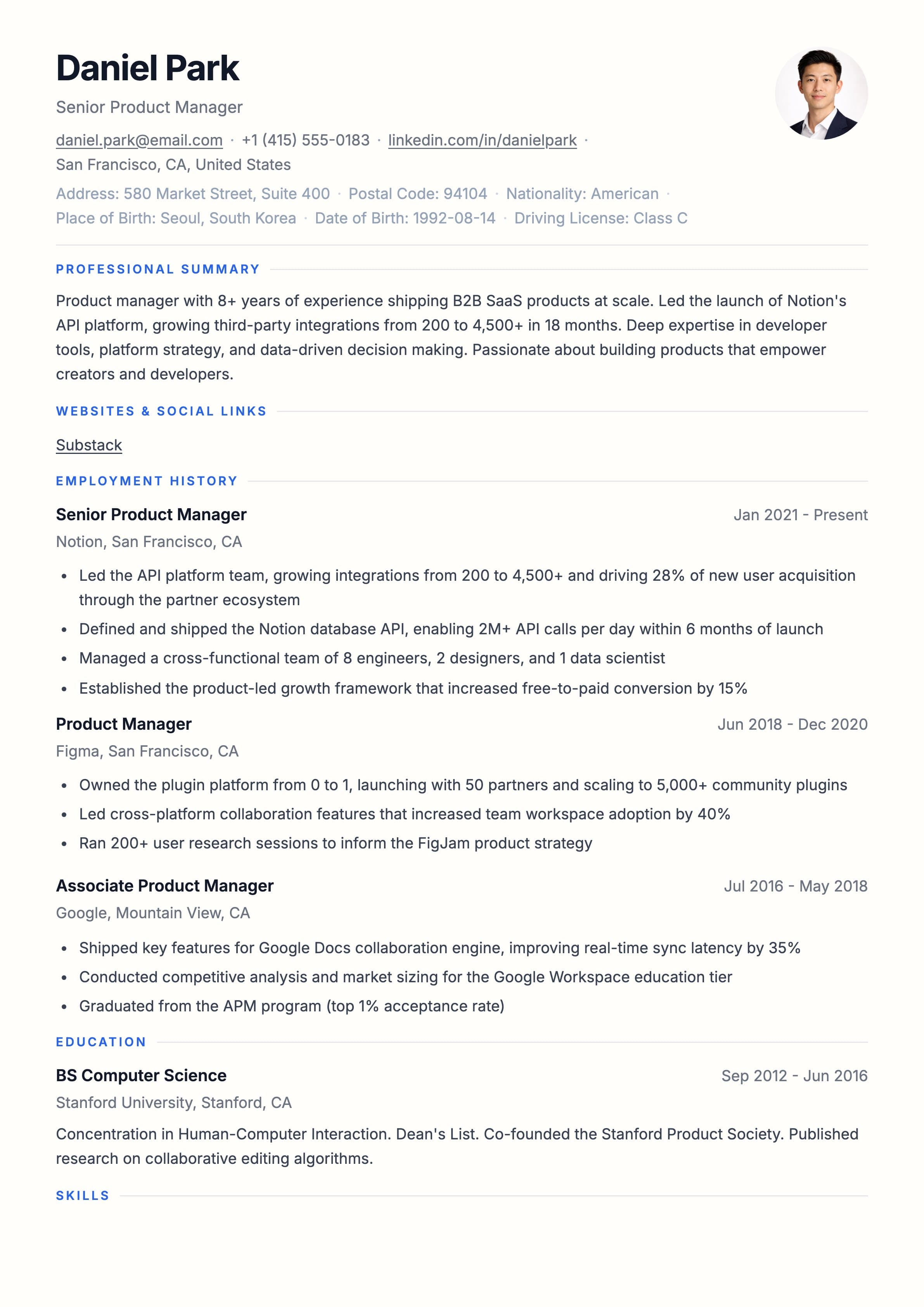Modern Minimal template preview