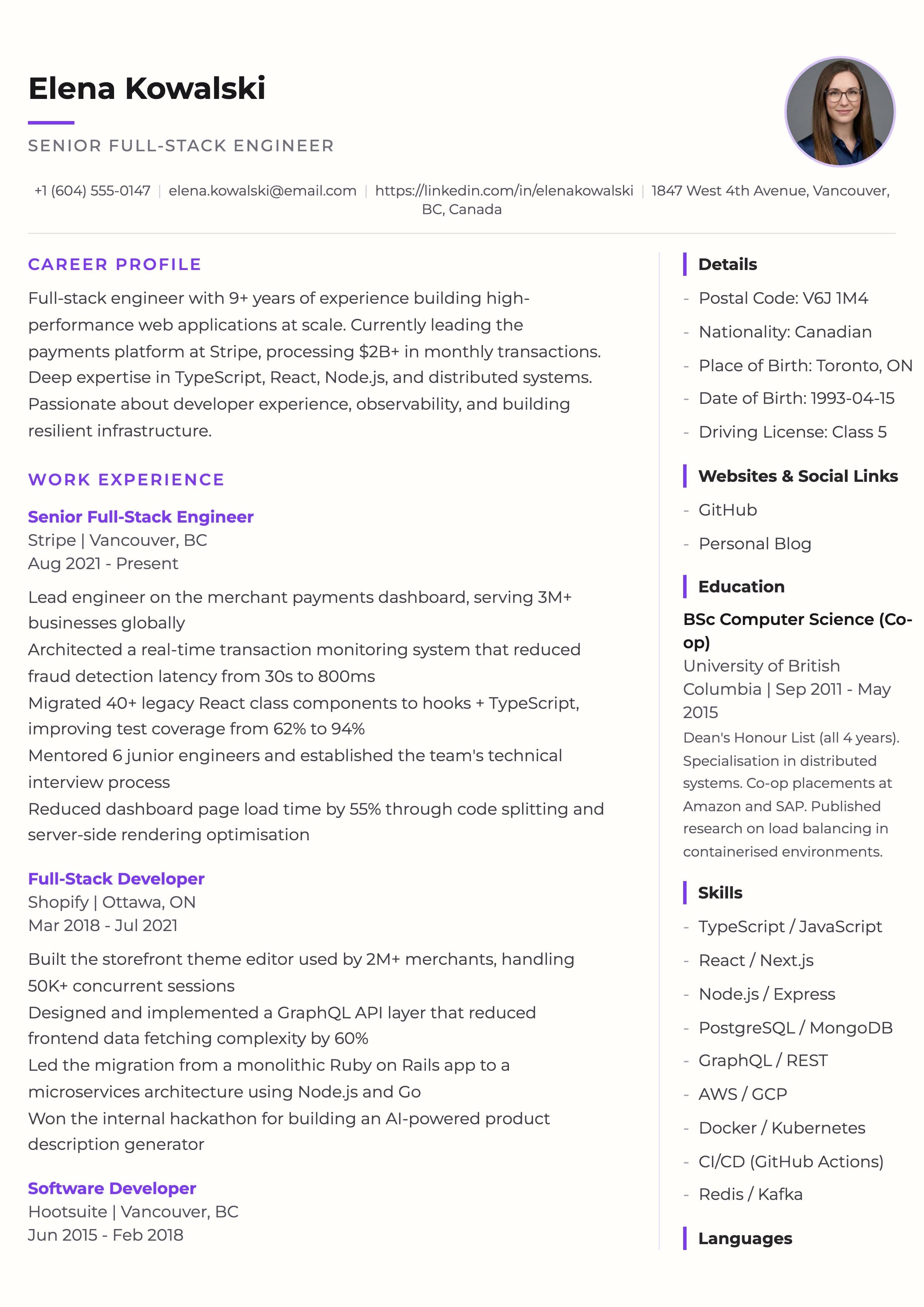Modern Split template preview
