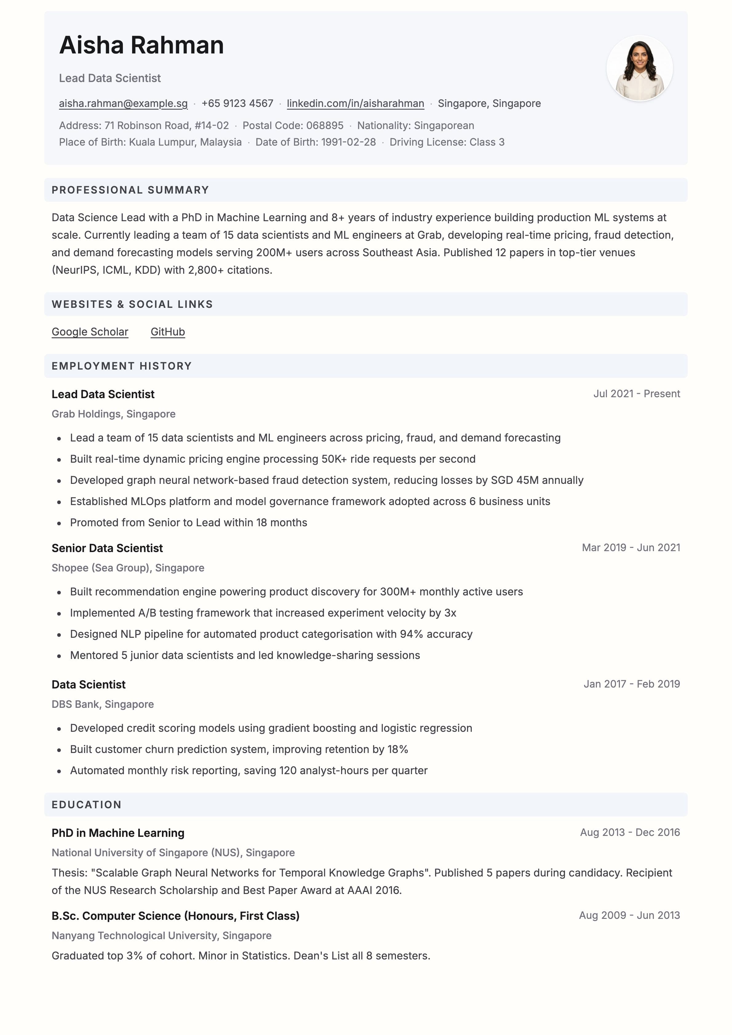 Structured Premium template preview