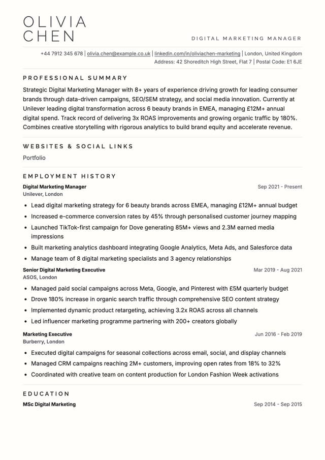 UK CV Templates | Br…