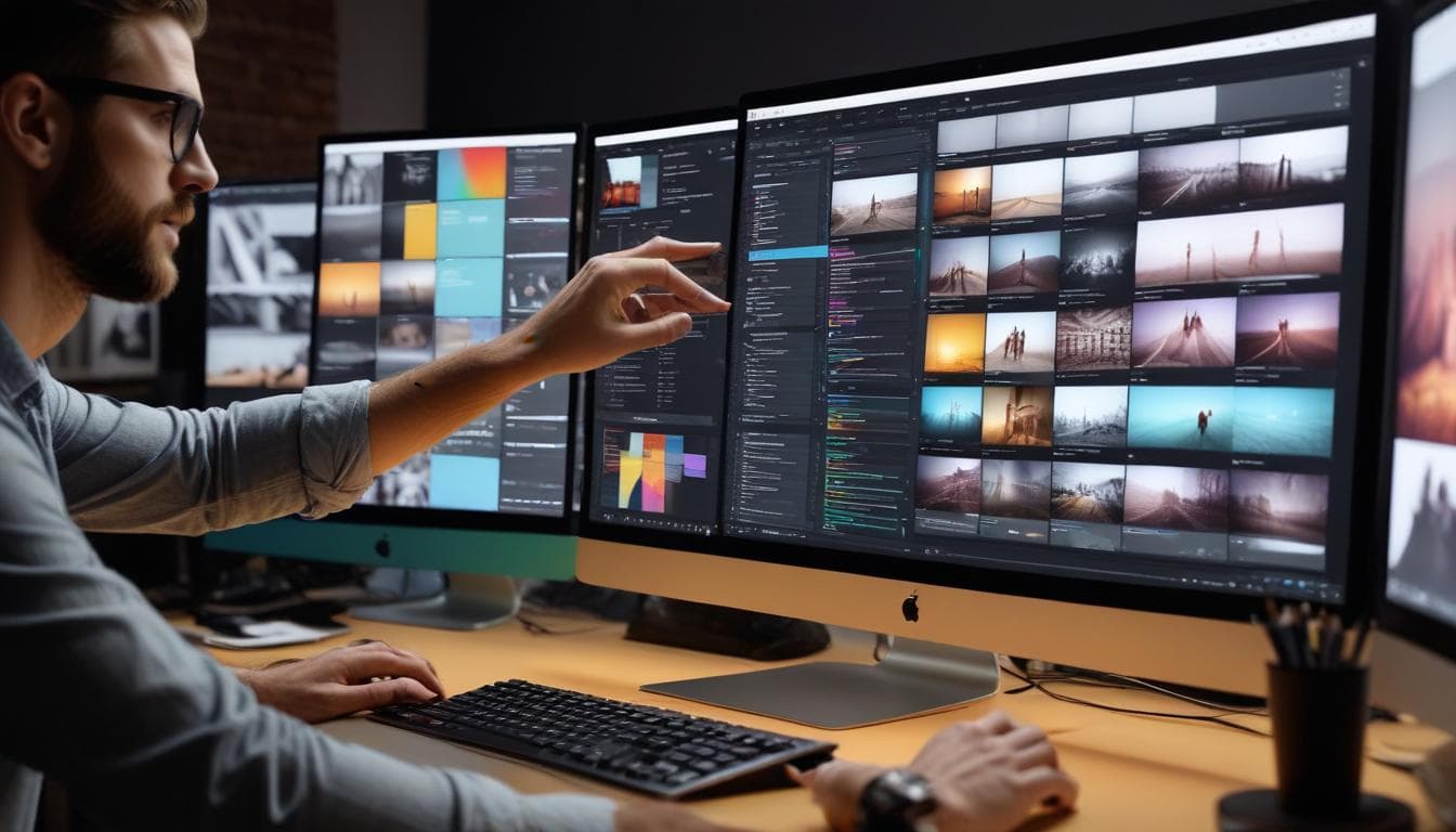 مصمم يرتب عناصر تخطيط سيرة ذاتية على شاشة مع أدلة الخطوط والمسافات