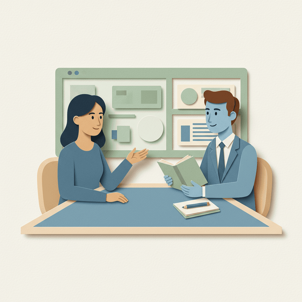 Person confidently answering interview questions