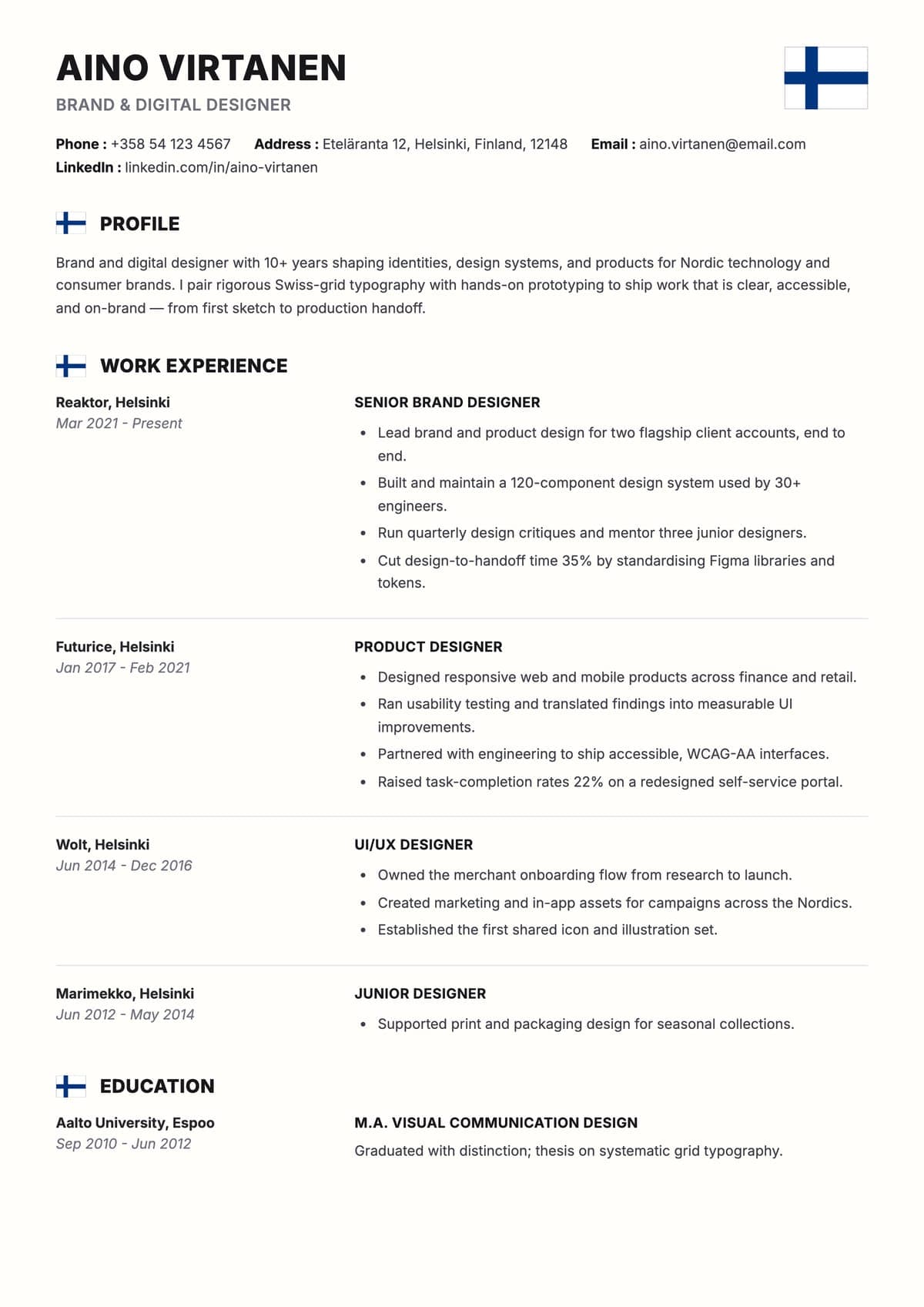 Helsinki template preview