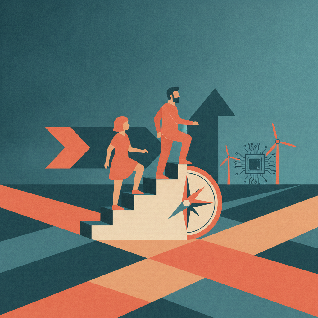Illustration of a professional updating a CV for a sector change in Norway