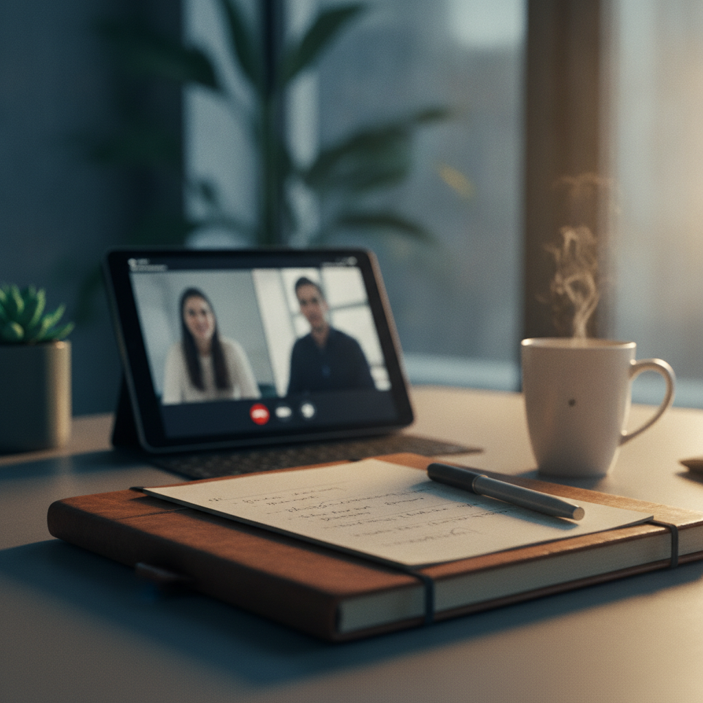 شخص يرسل بريدًا إلكترونيًا بعد المقابلة