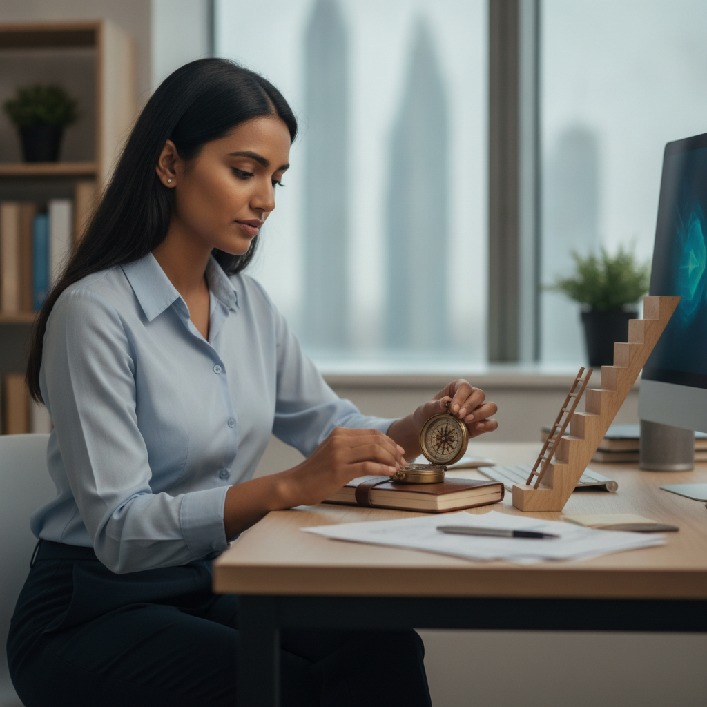 UAE employee reviewing notice period and visa documents before resignation