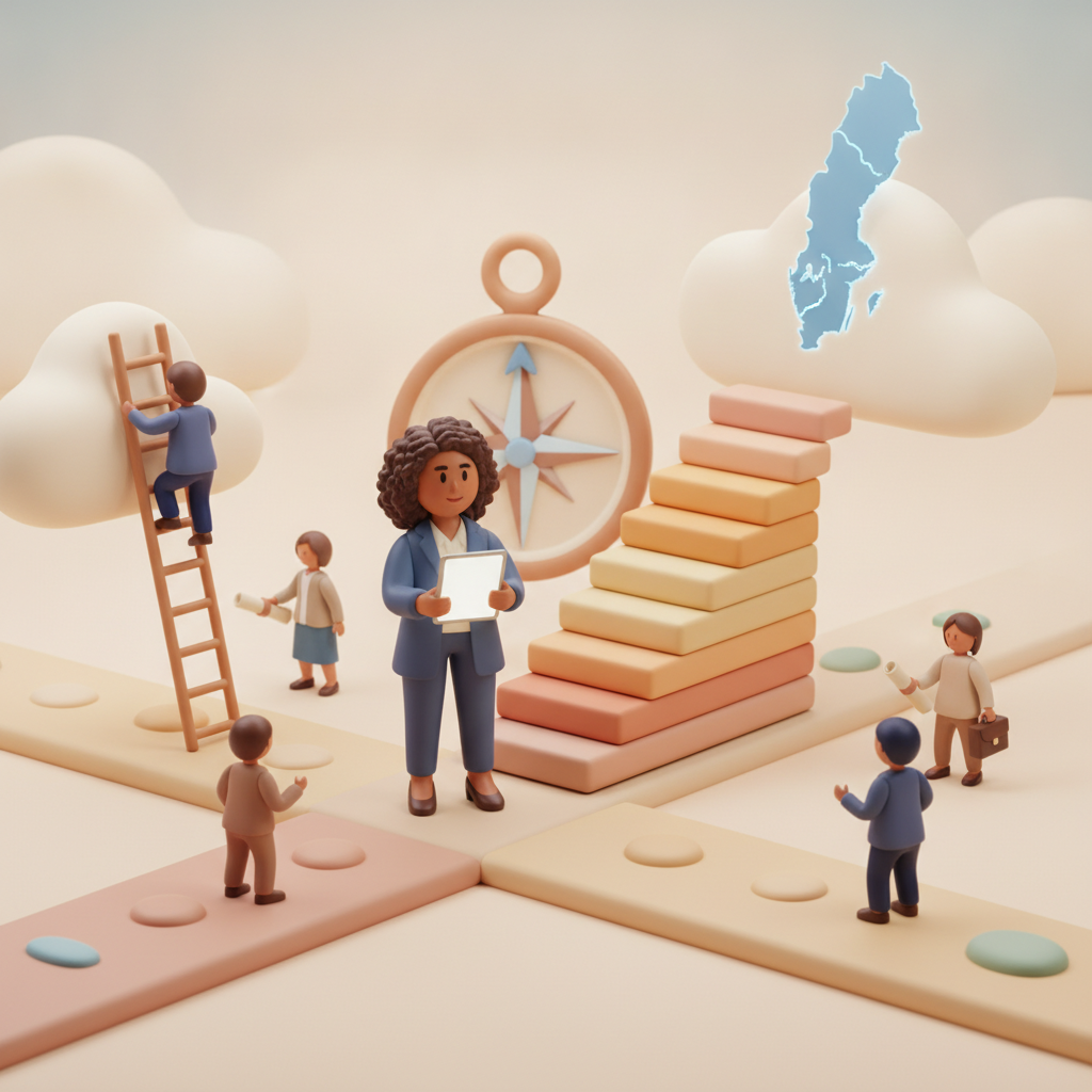 Illustration av ett svenskt CV med markerad arbetstillståndsstatus