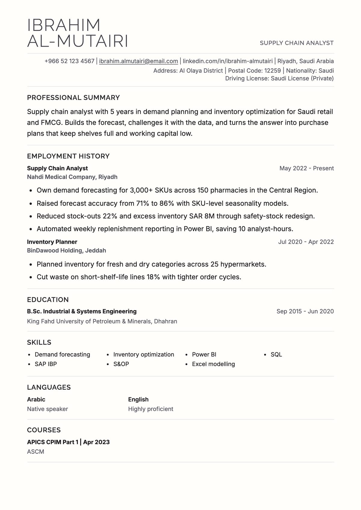 Executive ATS CV template for ATS-Friendly CV