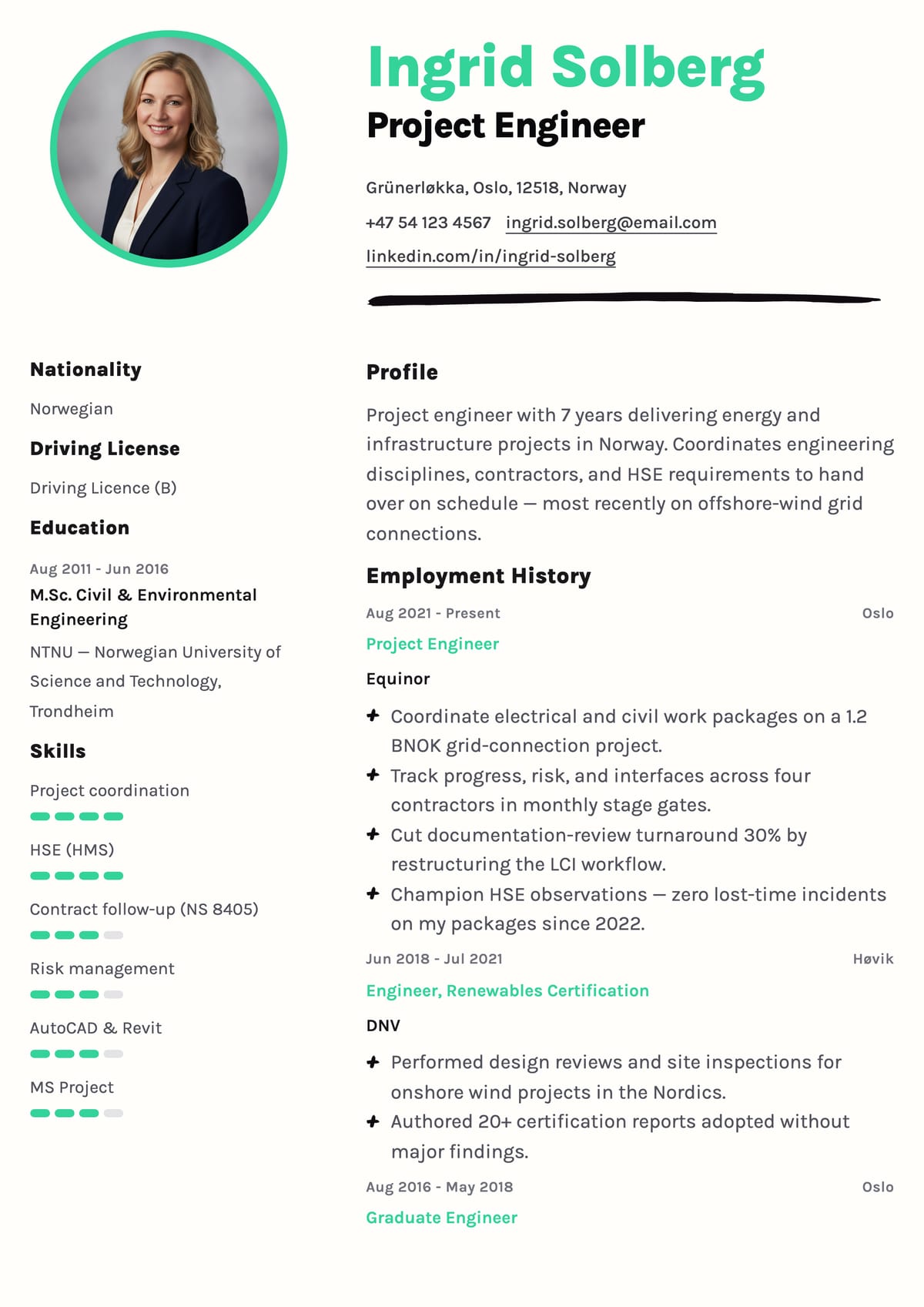Pathfinder CV template for Norway