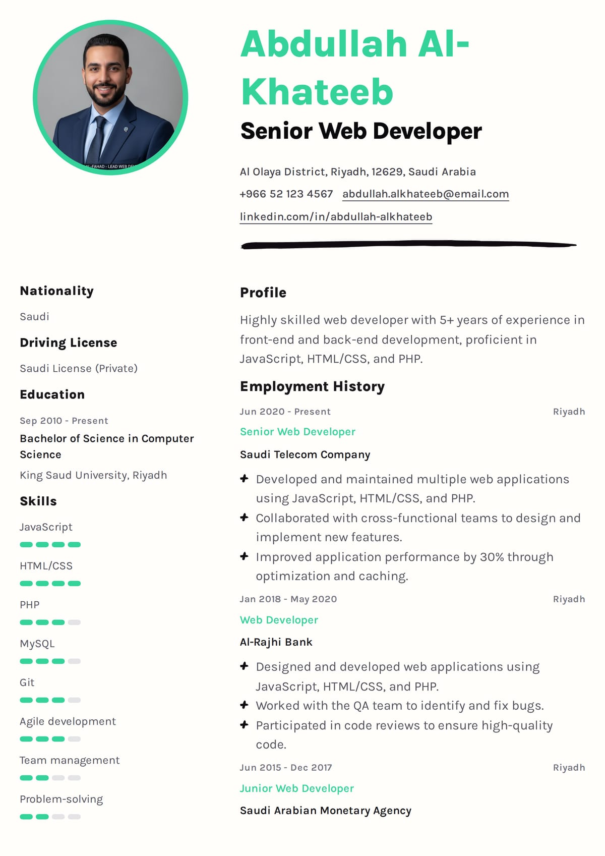 Path Finder CV template for مطوّر ويب