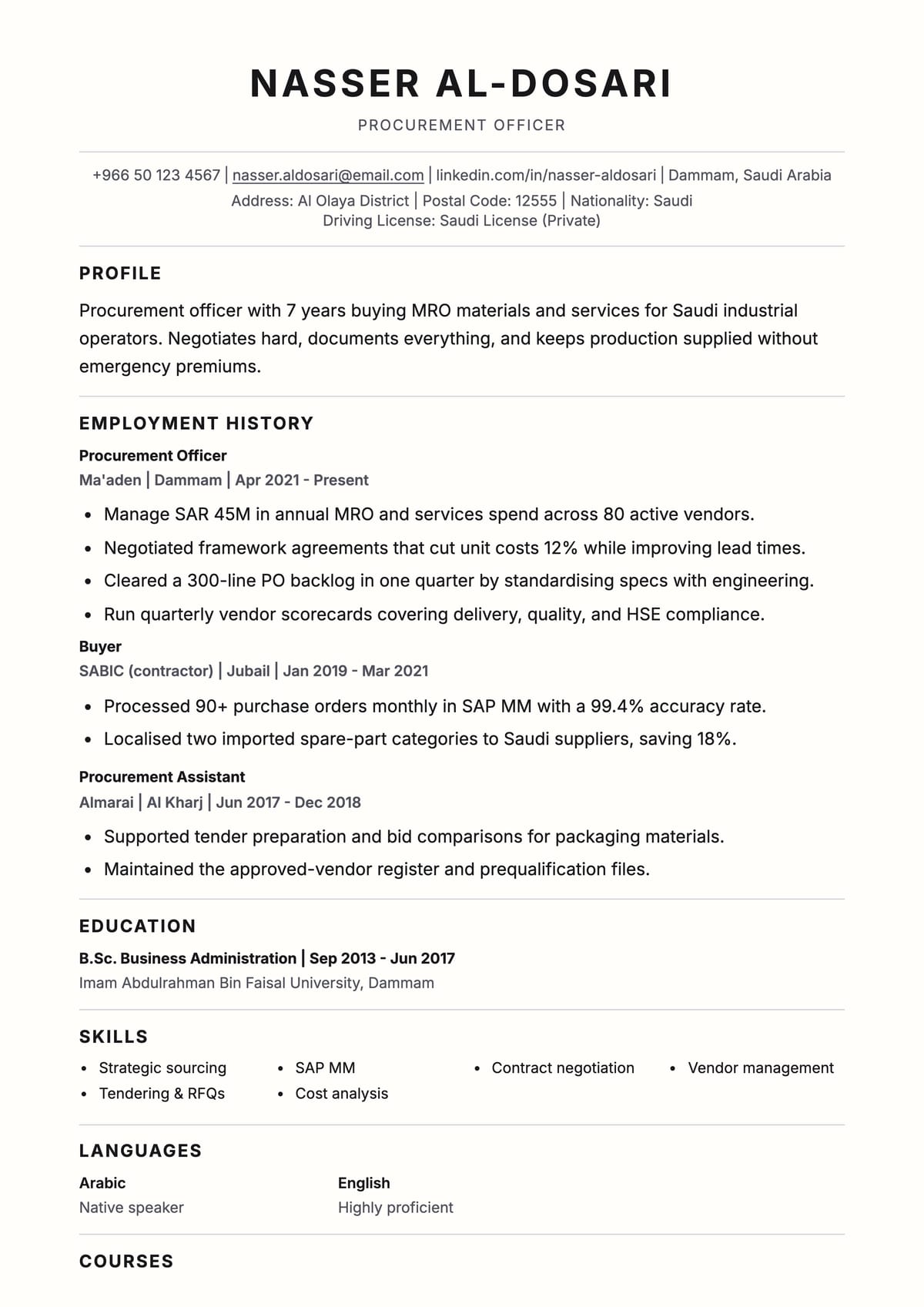 Awesome ATS CV template for CV in Word Format