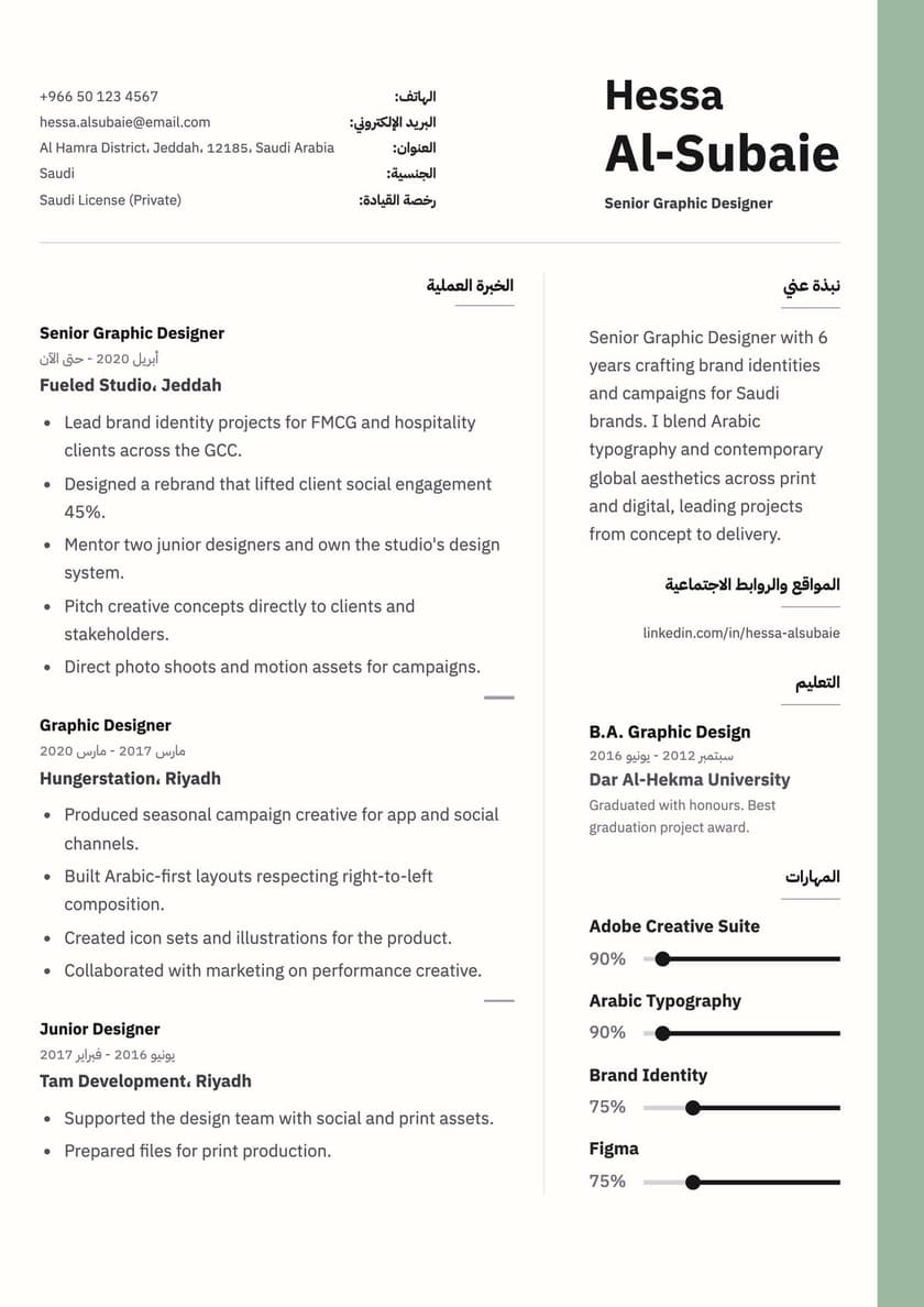 معاينة قالب المدير الإبداعي