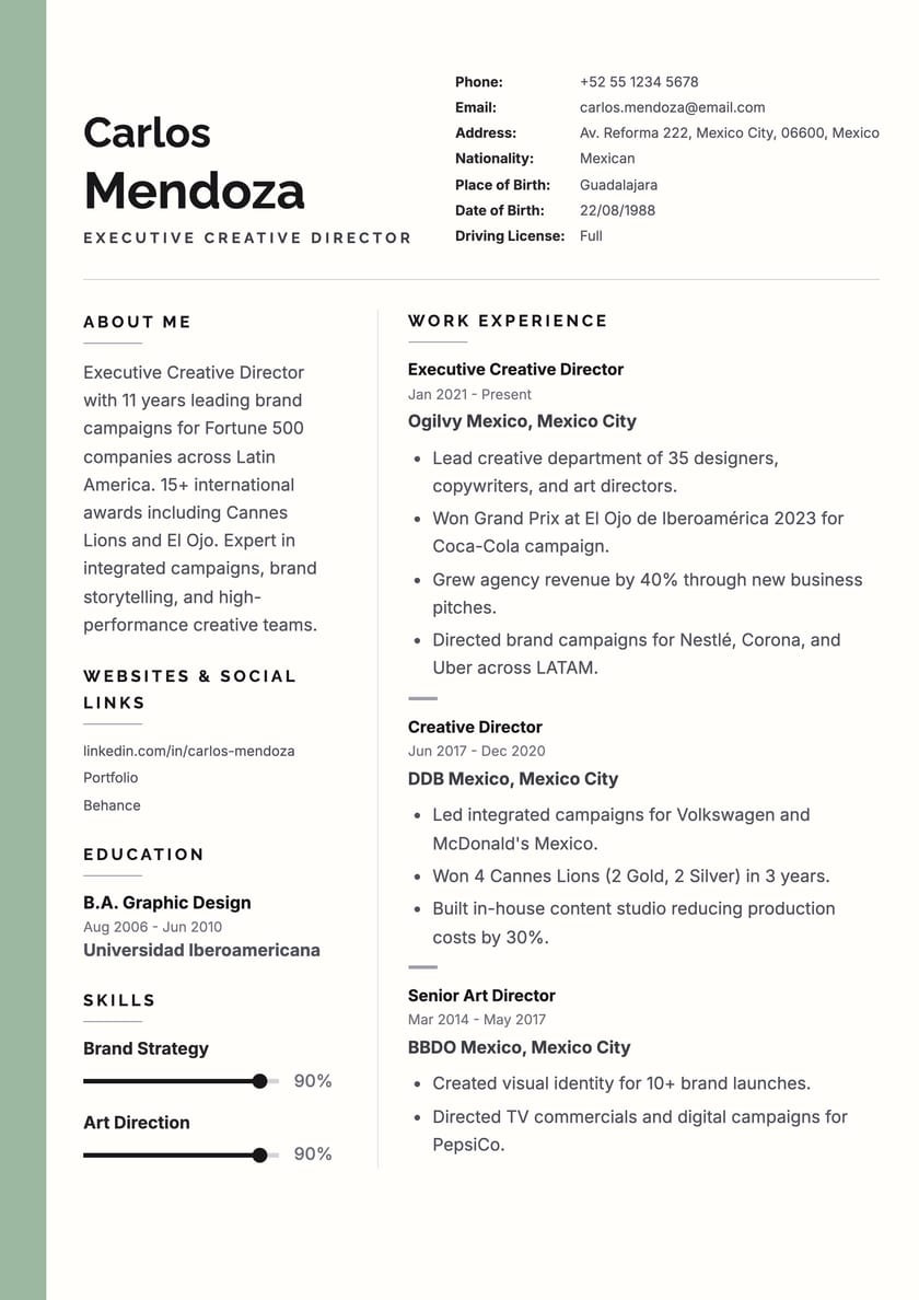 Creative Director template preview