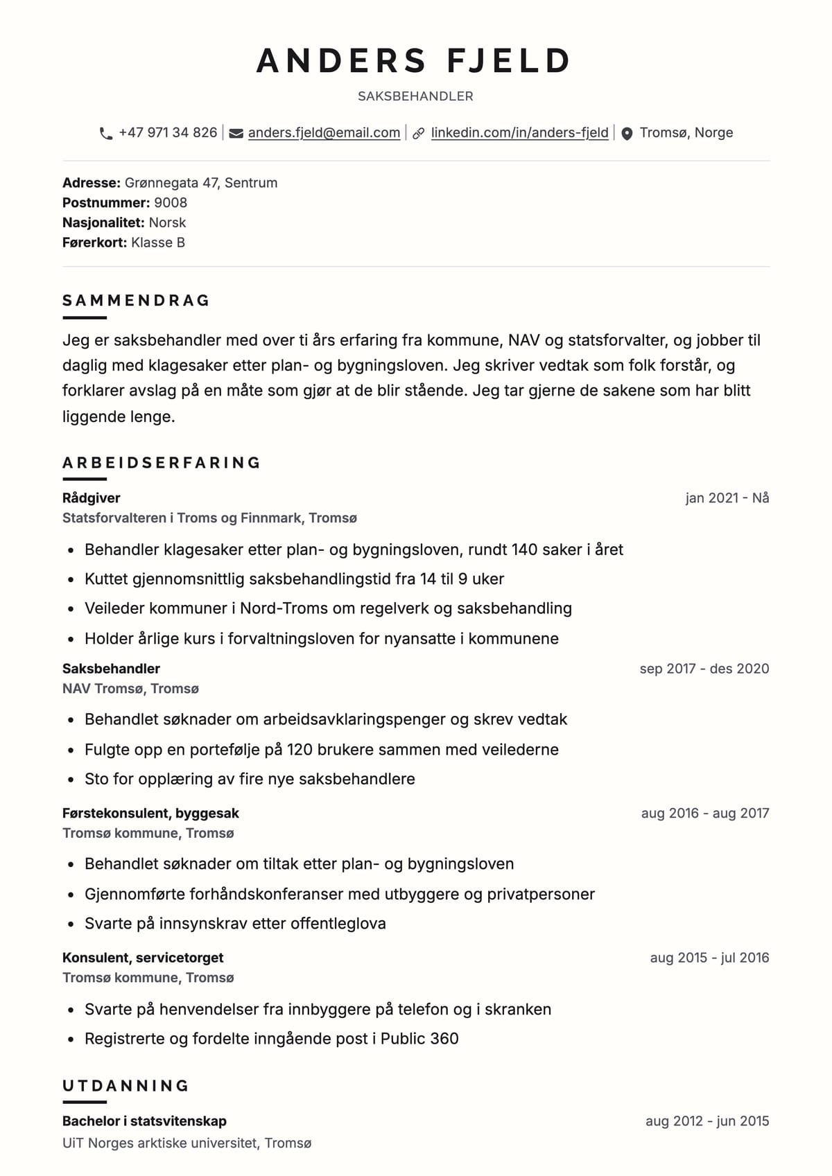 Forhåndsvisning av malen Offentlig ATS