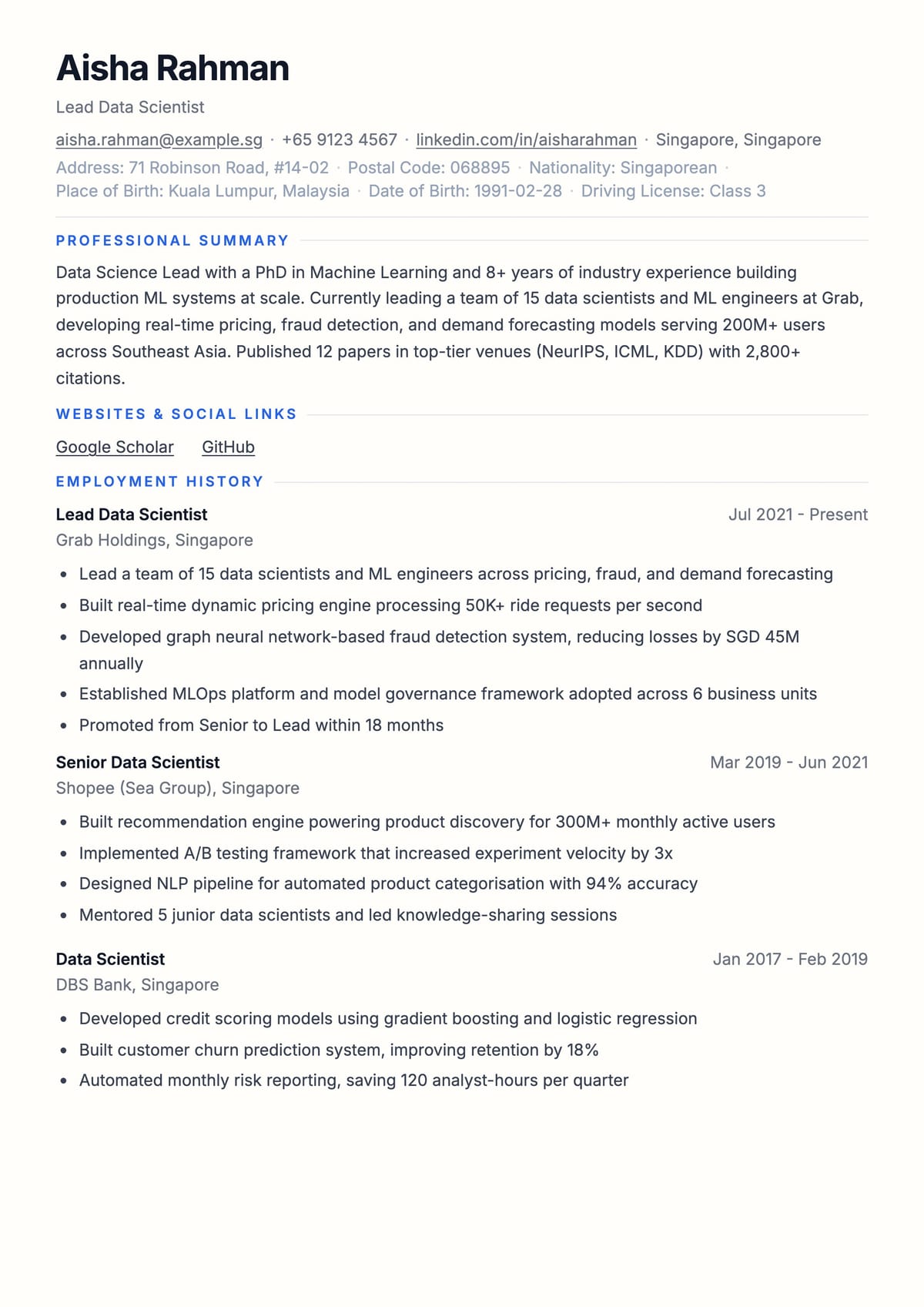 Modern Minimal template preview