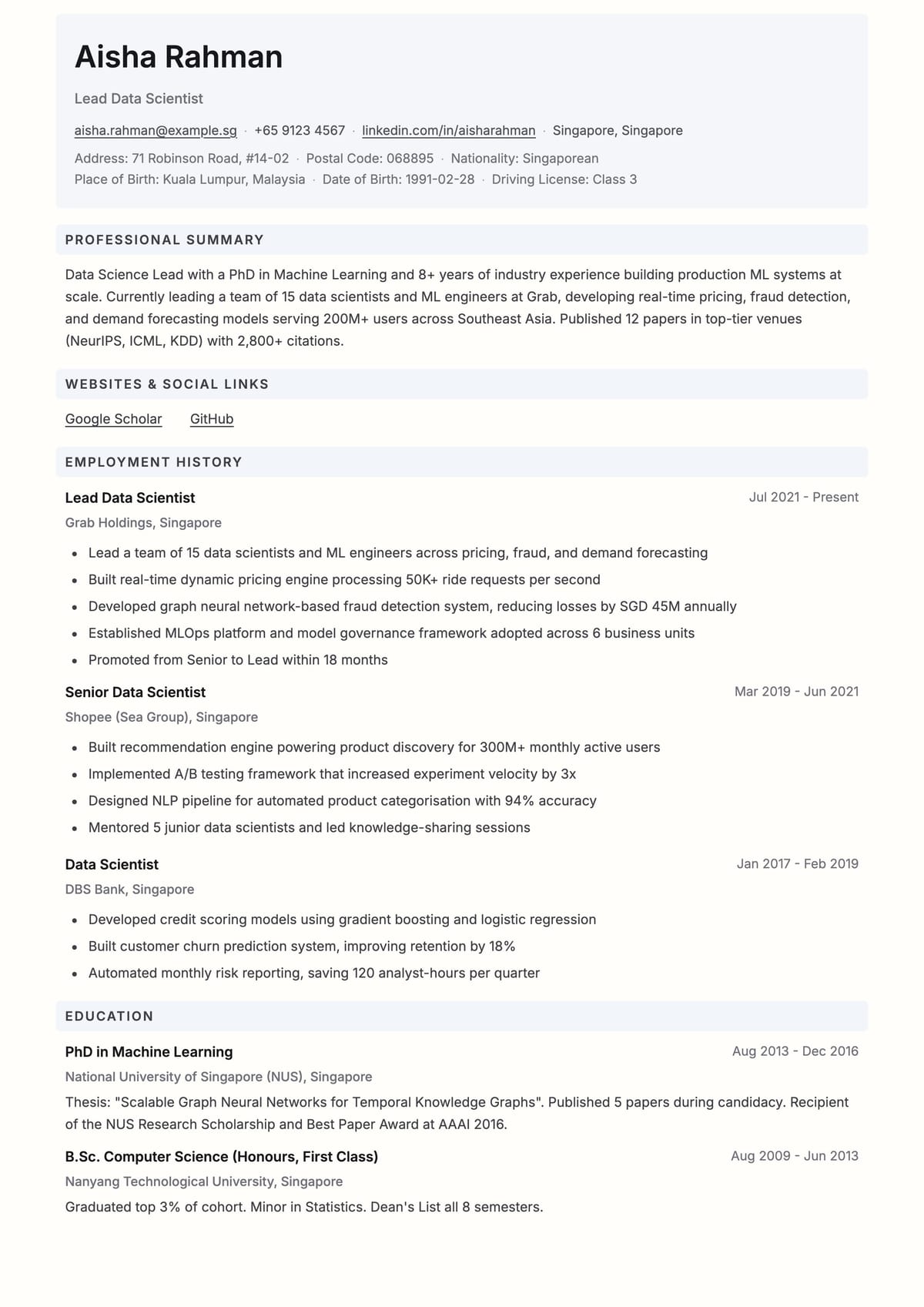 Structured Premium template preview